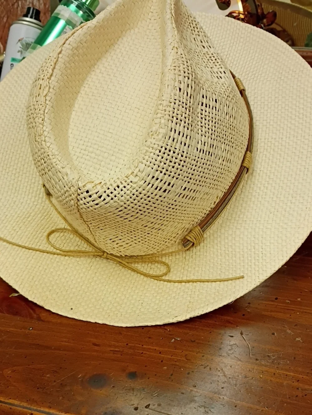 Women's Cream Straw Western Hat with Decorative Band